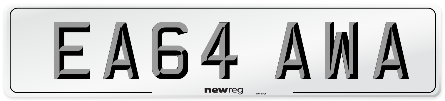 EA64 AWA Number Plate from New Reg